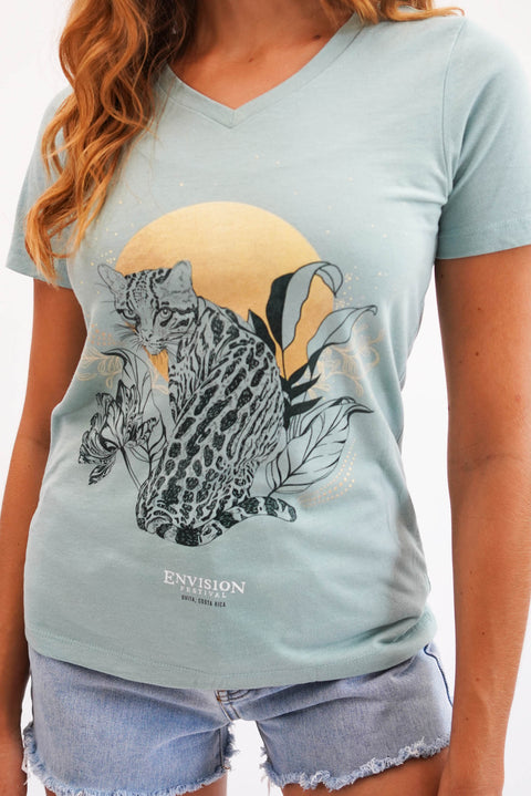 Women's Ocelot V-neck Tee