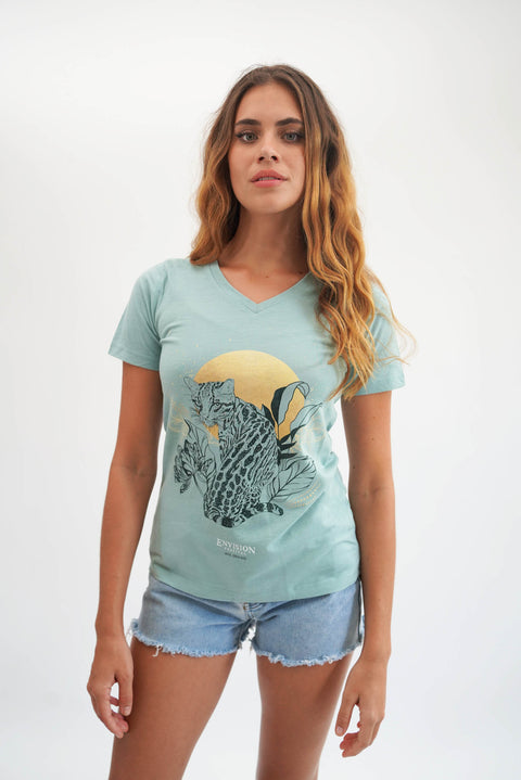 Women's Ocelot V-neck Tee